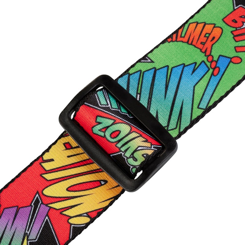 Levy's Leathers 2" Wide Polyester Guitar Strap with Genuine Leather Ends; Comic Book Onomatopoeia Motif (MPD2-036) - Image 3